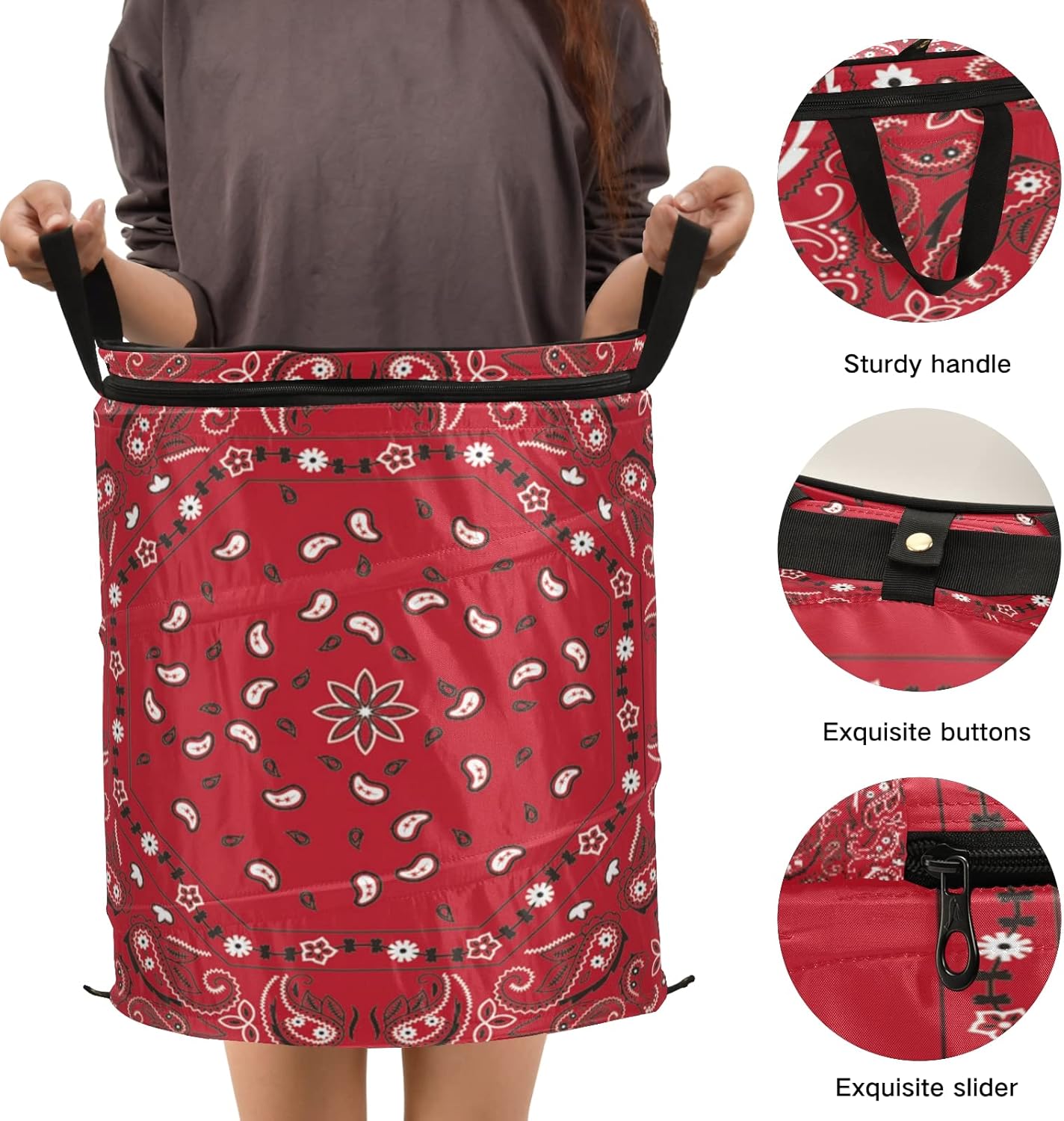 PoeticCity Red Bandana Laundry Hamper