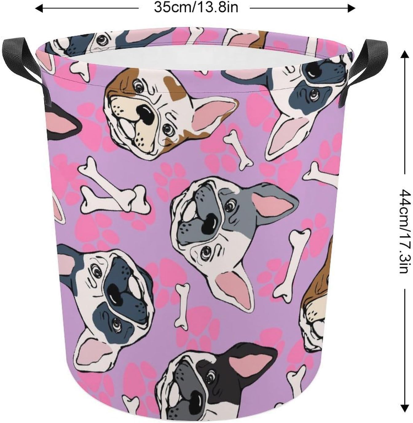 MEIKKO French Bulldog Waterproof Folding laundry Bin 173x138