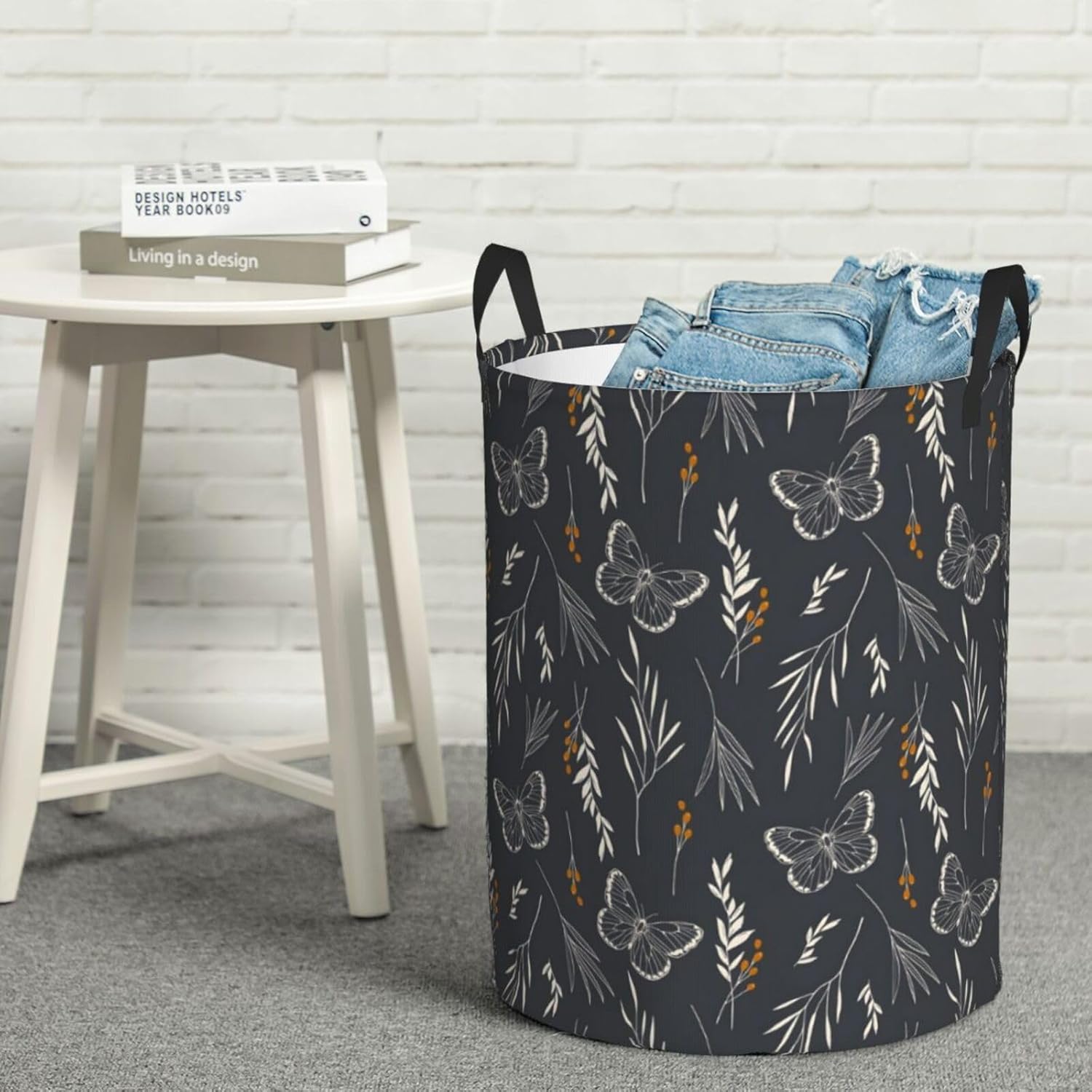 Weekend Get-Away Butterfly Laundry Hamper Collapsible with Handles 100 polyester
