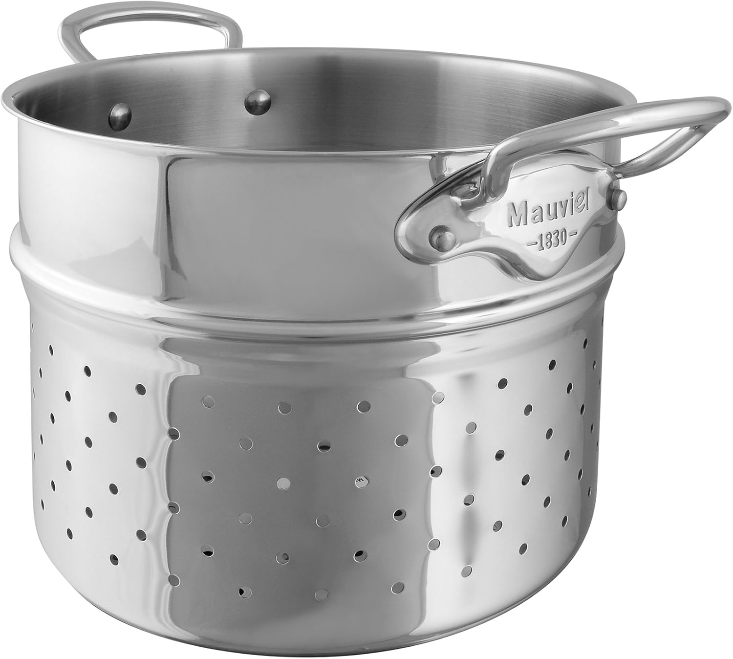 Mauviel Professional Pasta Insert with Polished Stainless Steel Handles for Home Chefs