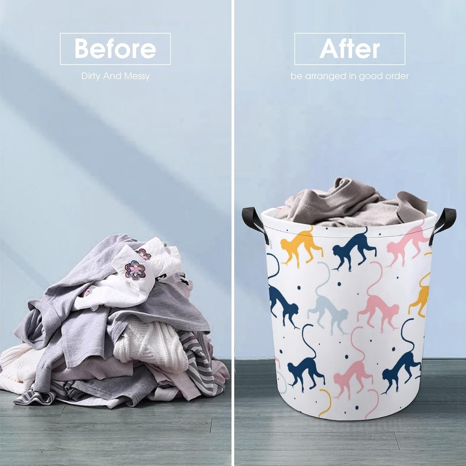 MEIKKOMonkey Pattern Storage Basket - Durable Waterproof Organizer for Home Travel