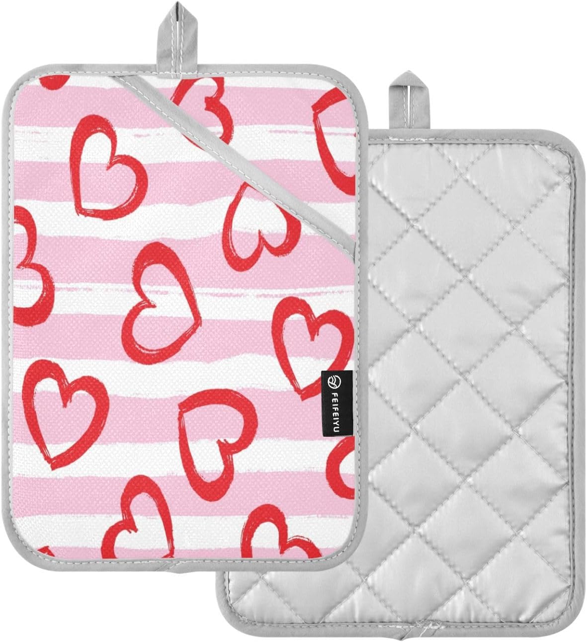 Kcldeci Heart and Line Oven Mitts 2 Pack