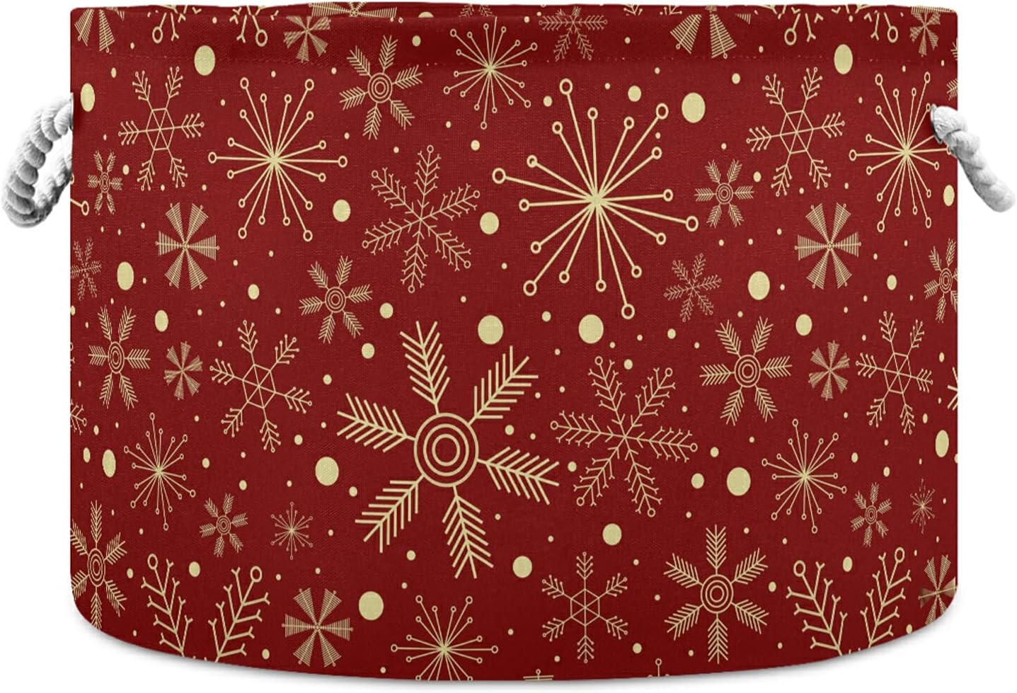 Stylish Christmas Storage Basket for Laundry with Dark Red Snowflakes Design