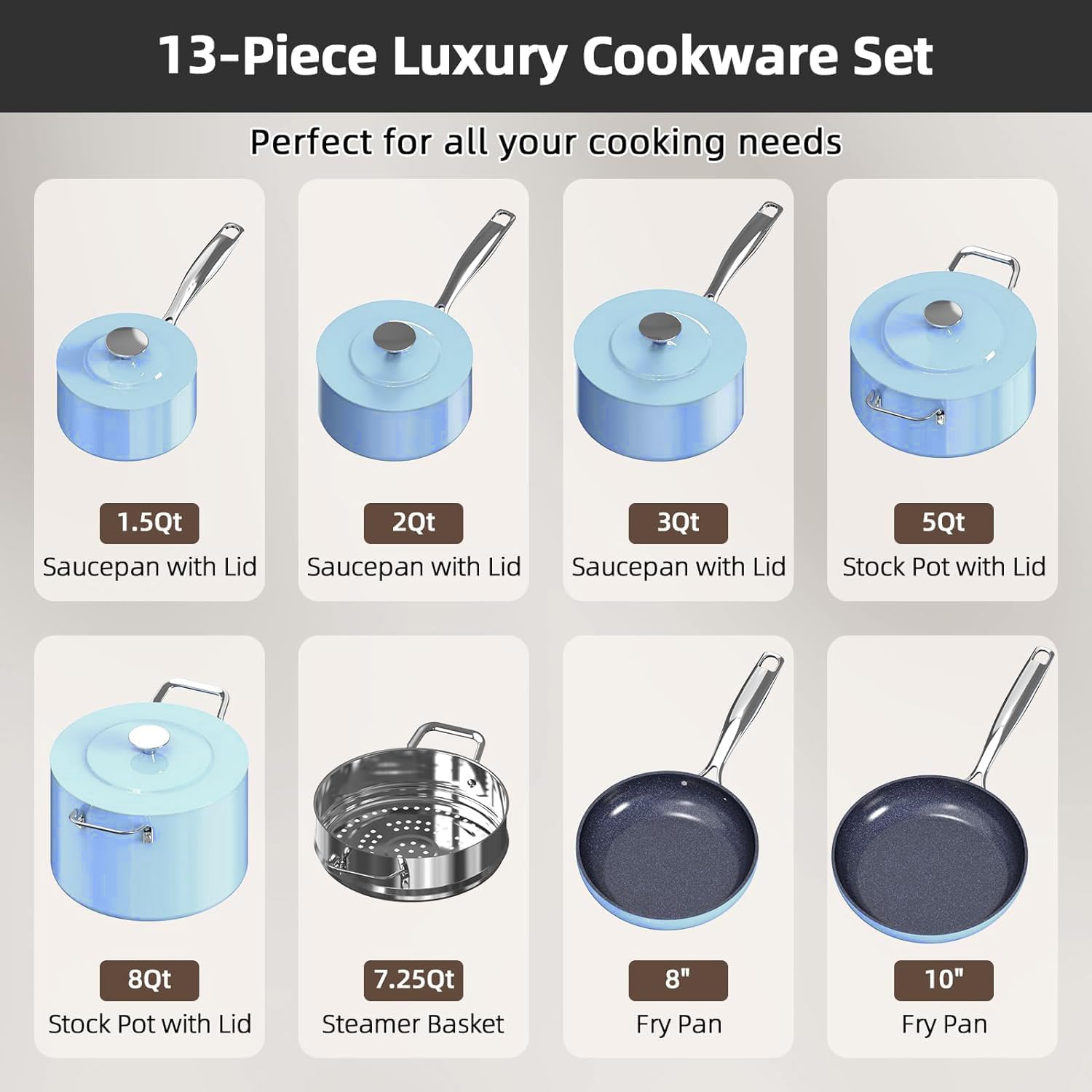 Premium Nuwave Lux Cookware Set - Eco-Friendly Durable