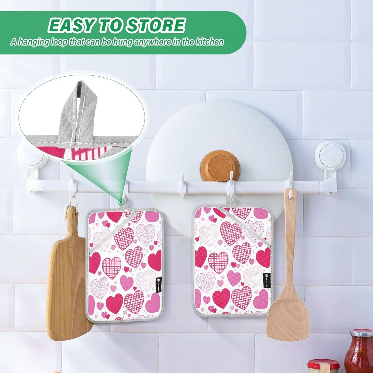 2-Piece Doodle Hearts Pot Holder Set