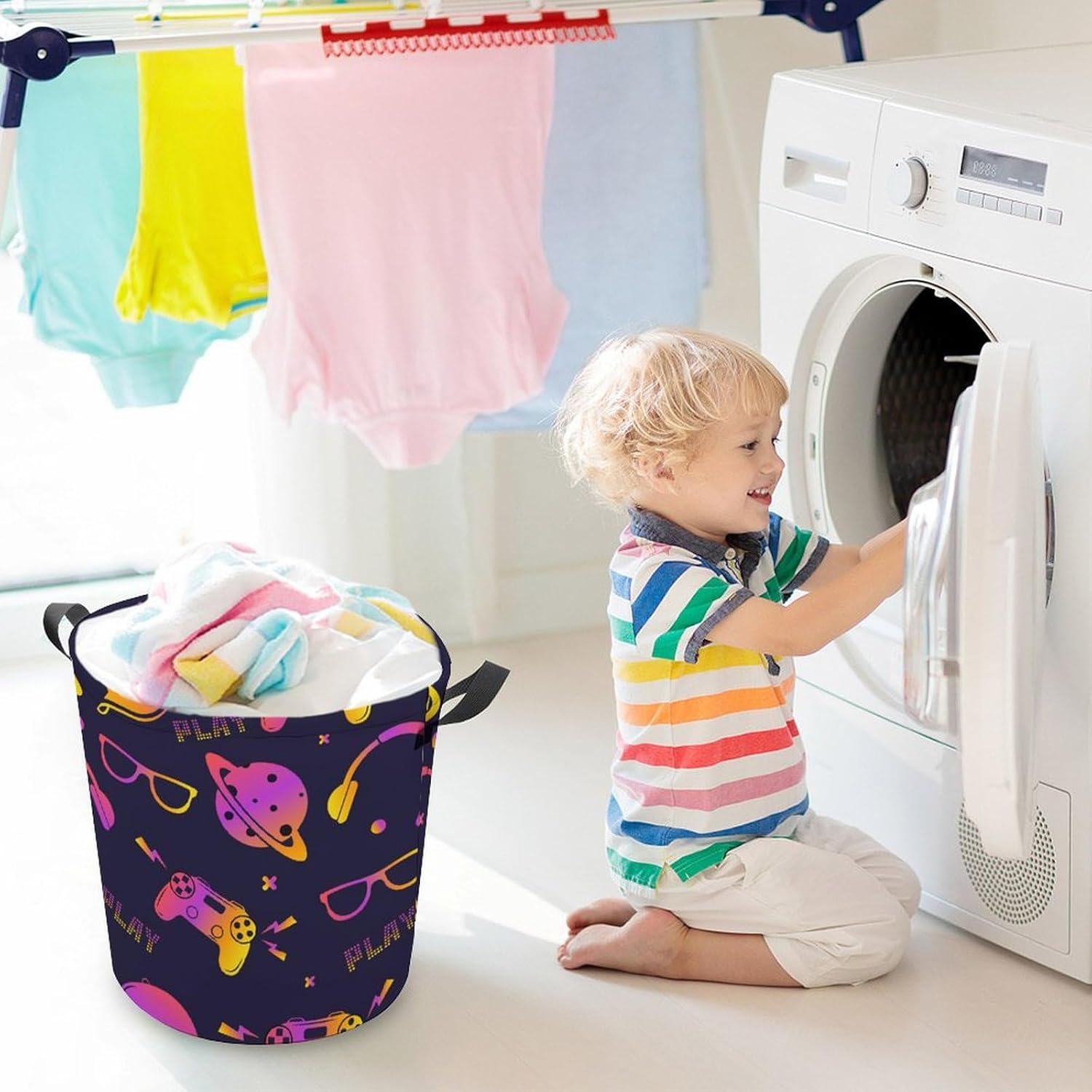 Seamless Play Pattern Laundry Hamper
