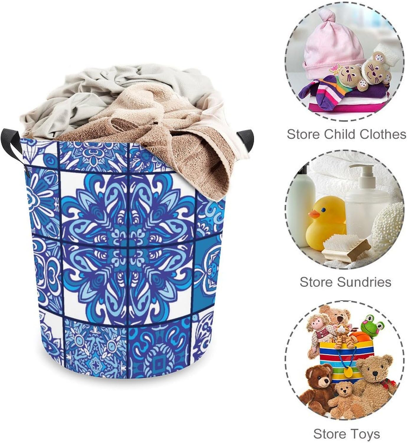 Geometric Blue Ethnic Laundry Hamper