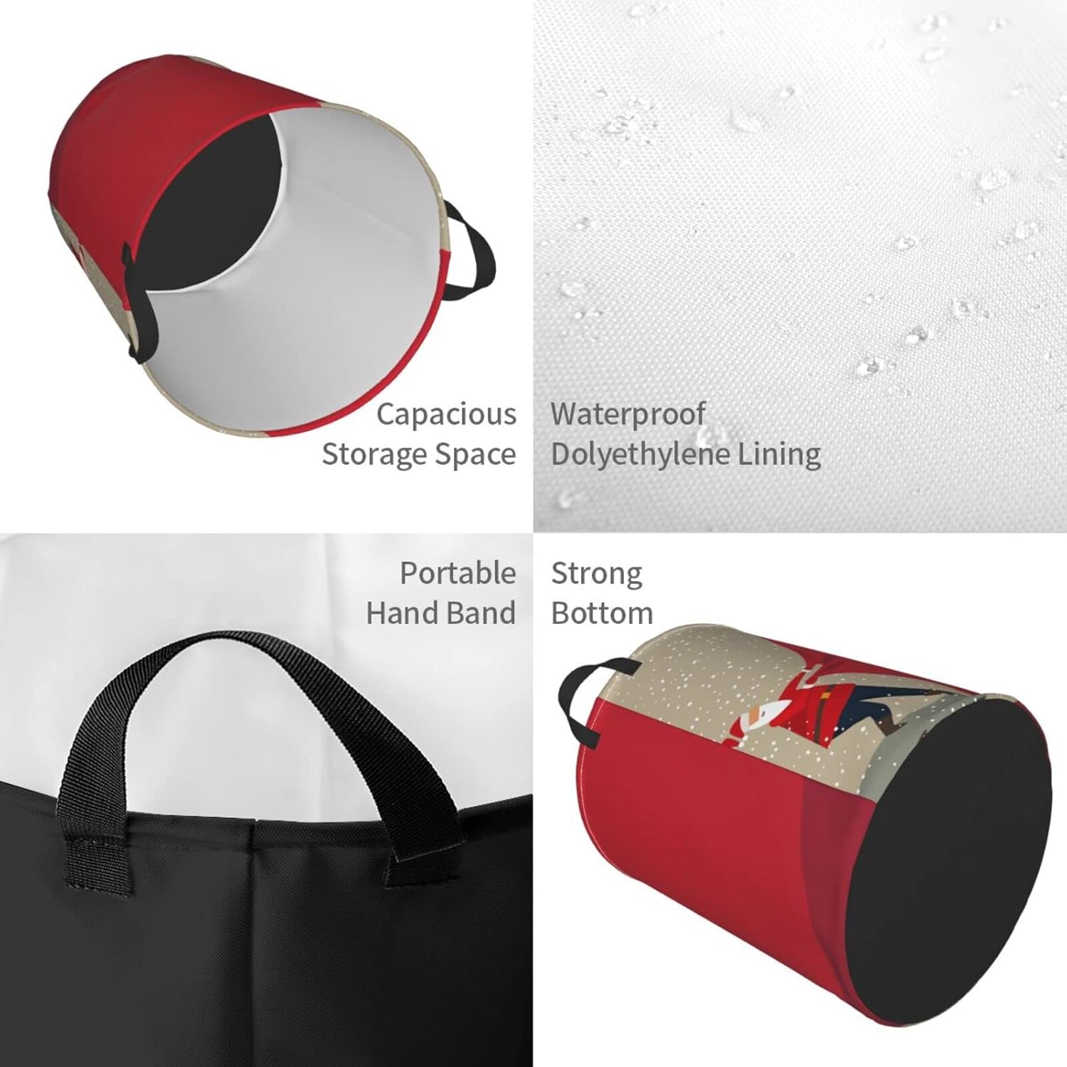 AFHYZY Christmas Foldable Laundry Basket with Handles for Easy Storage