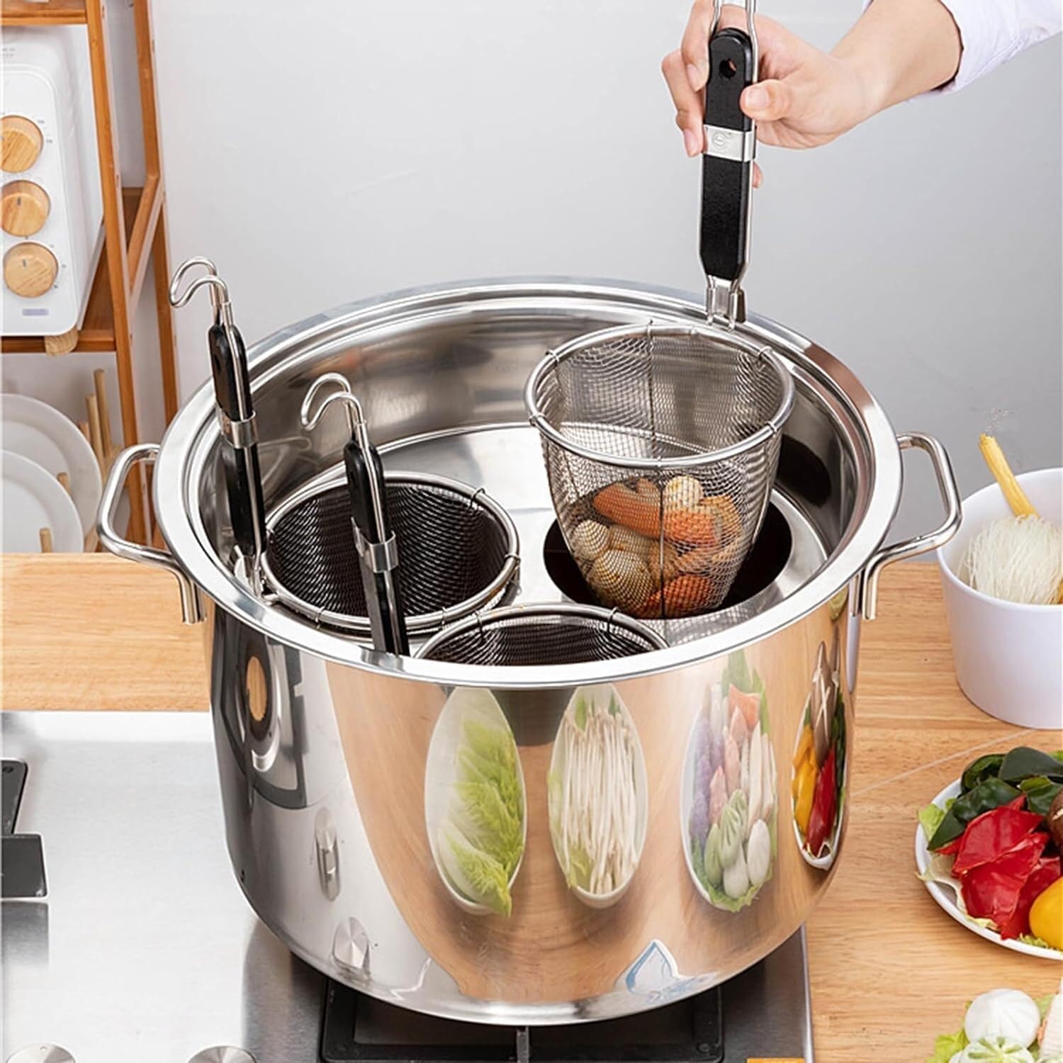 Stainless Steel Pasta Pot with 3 Holes and Lids