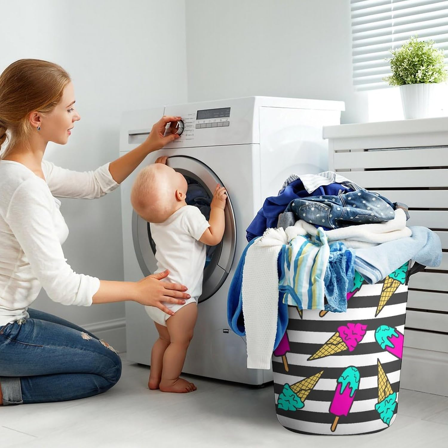 Compact Colorful Summer Laundry Hamper
