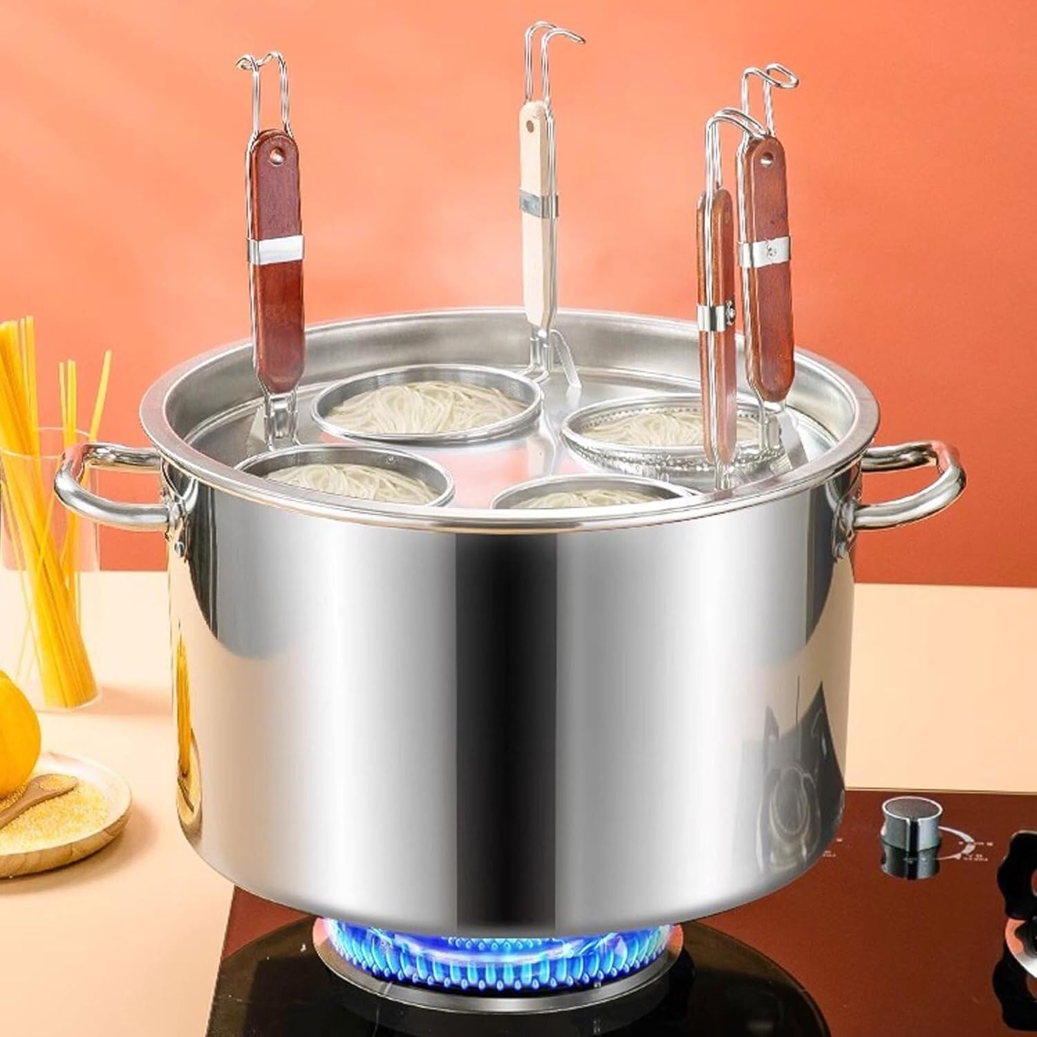 High-Quality Commercial Pasta Pot - Stainless Steel Strainer Insert Durable Versatile