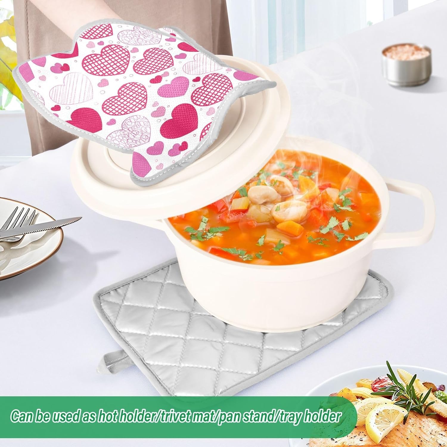 2-Piece Doodle Hearts Pot Holder Set