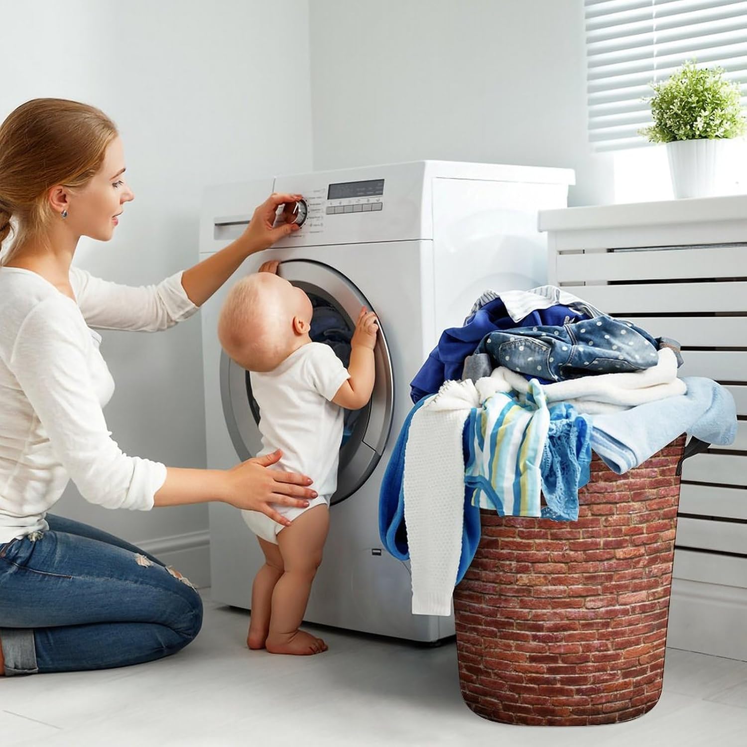 Red Brick Wall Laundry Hamper - Waterproof Toy Organizer