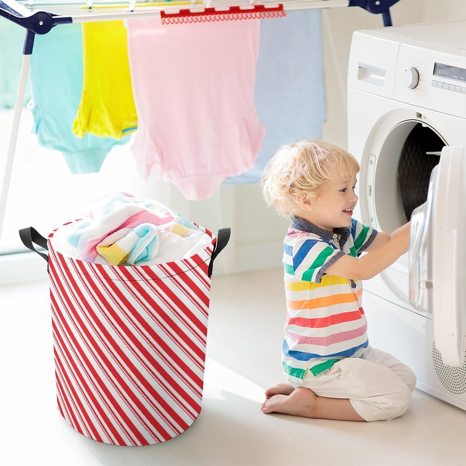 FOLDABLE WATERPROOF LAUNDRY BASKET WITH HANDLES FOR CLEANING EFFICIENCY