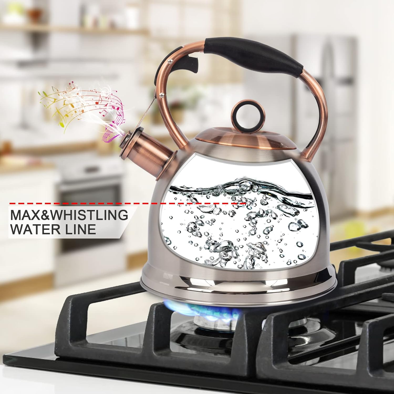 Lux Grace stainless steel whistle tea kettle