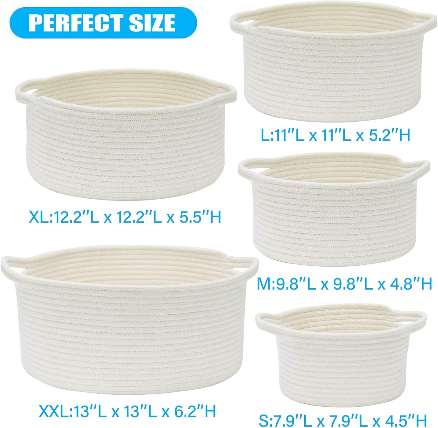 5-Piece Storage Basket Set for Laundry