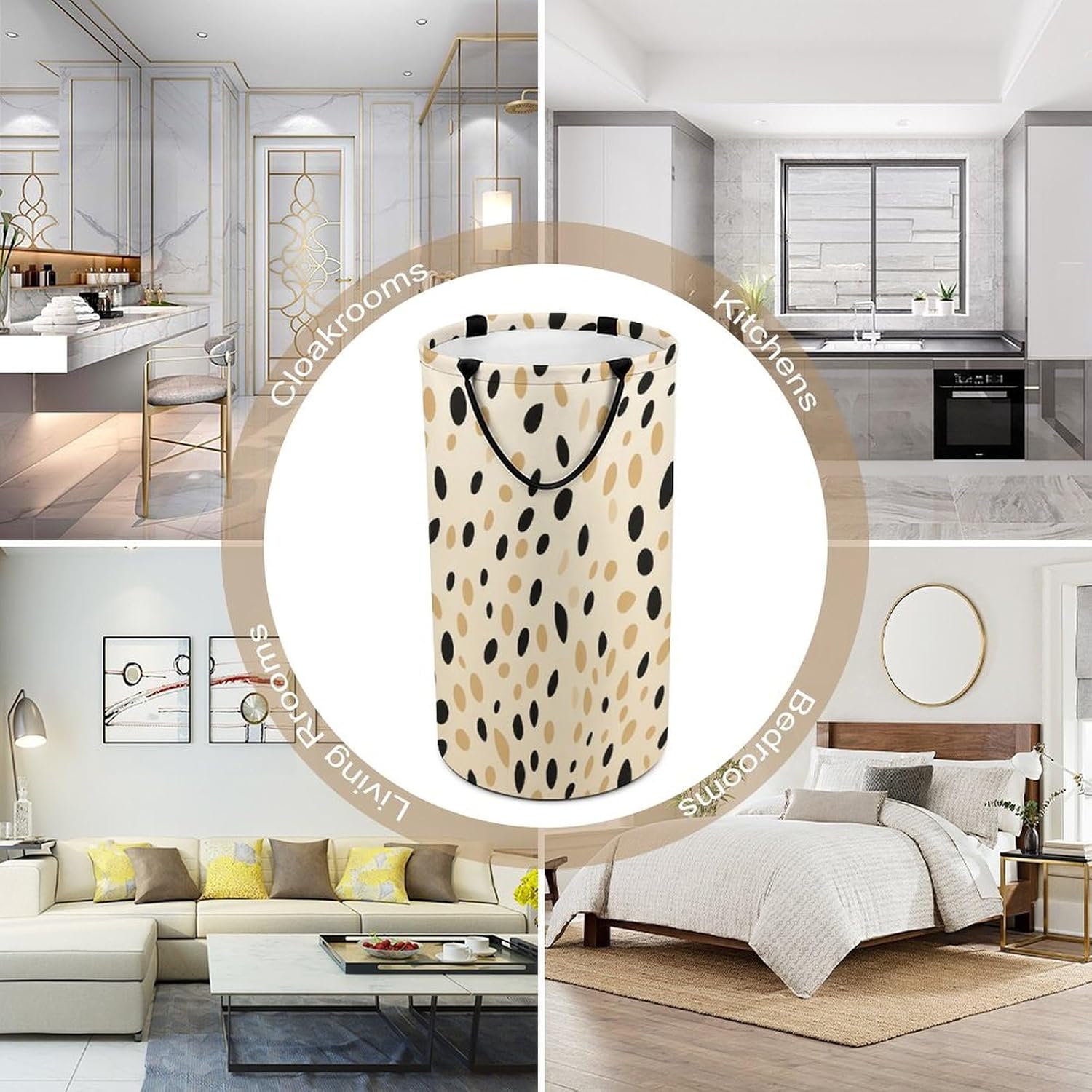 Leopard Print Laundry Basket 87L Extra Large Foldable with Handle