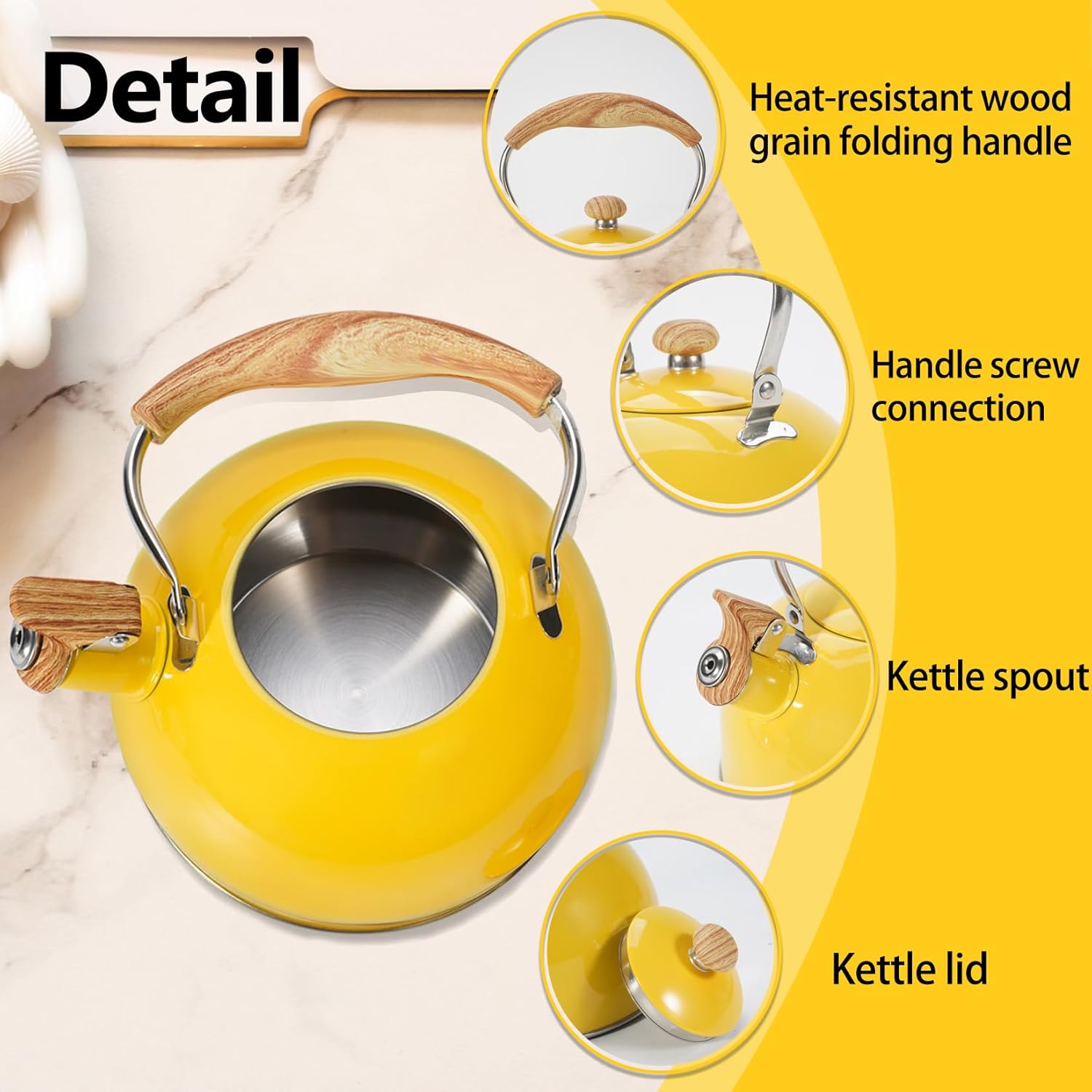Foedo Whistling Tea kettle 26 Quart Effortlessly Heating Safe Durable