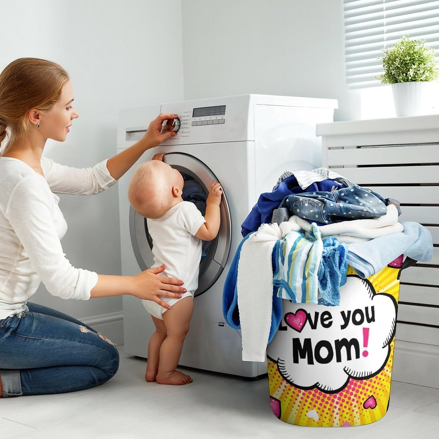 Love You Mom Collapsible Laundry Basket