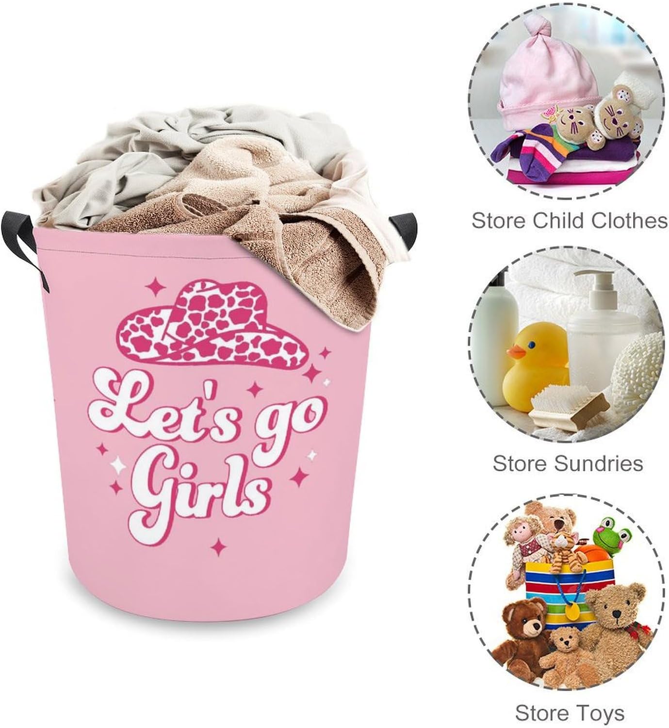 Perfect Size for Kids Pink West Cowgril Laundry Hamper