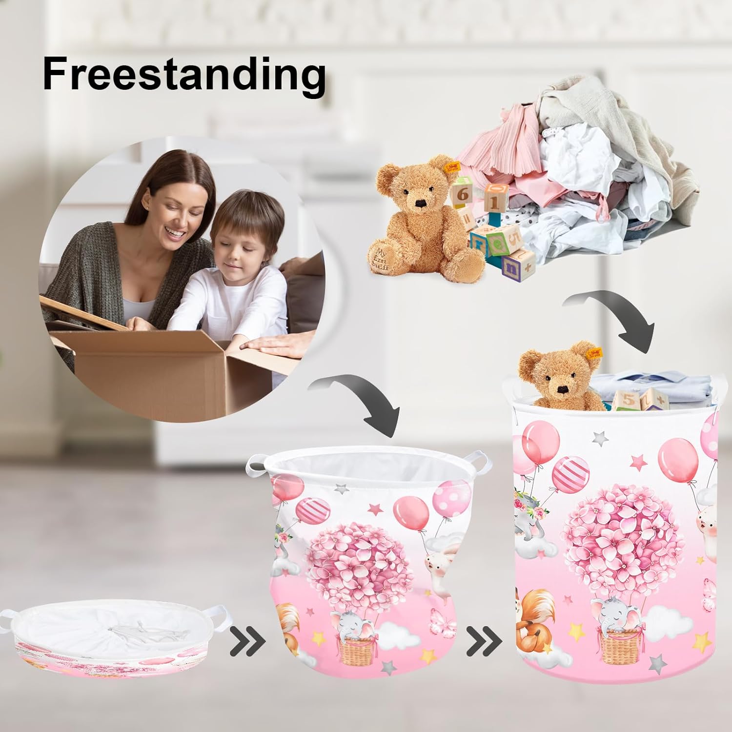 Clastyle Pink Balloon Animal Storage Basket