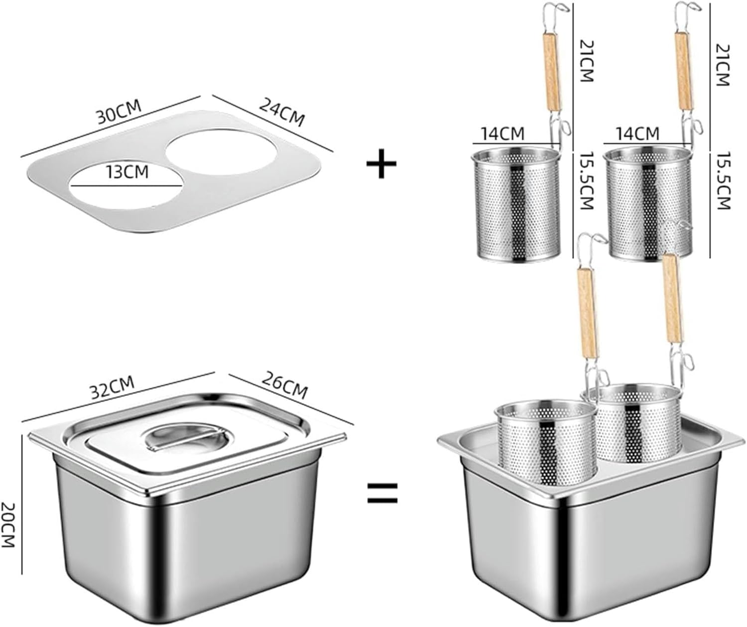 Wzglod Commercial Pasta Cooker Insert Set