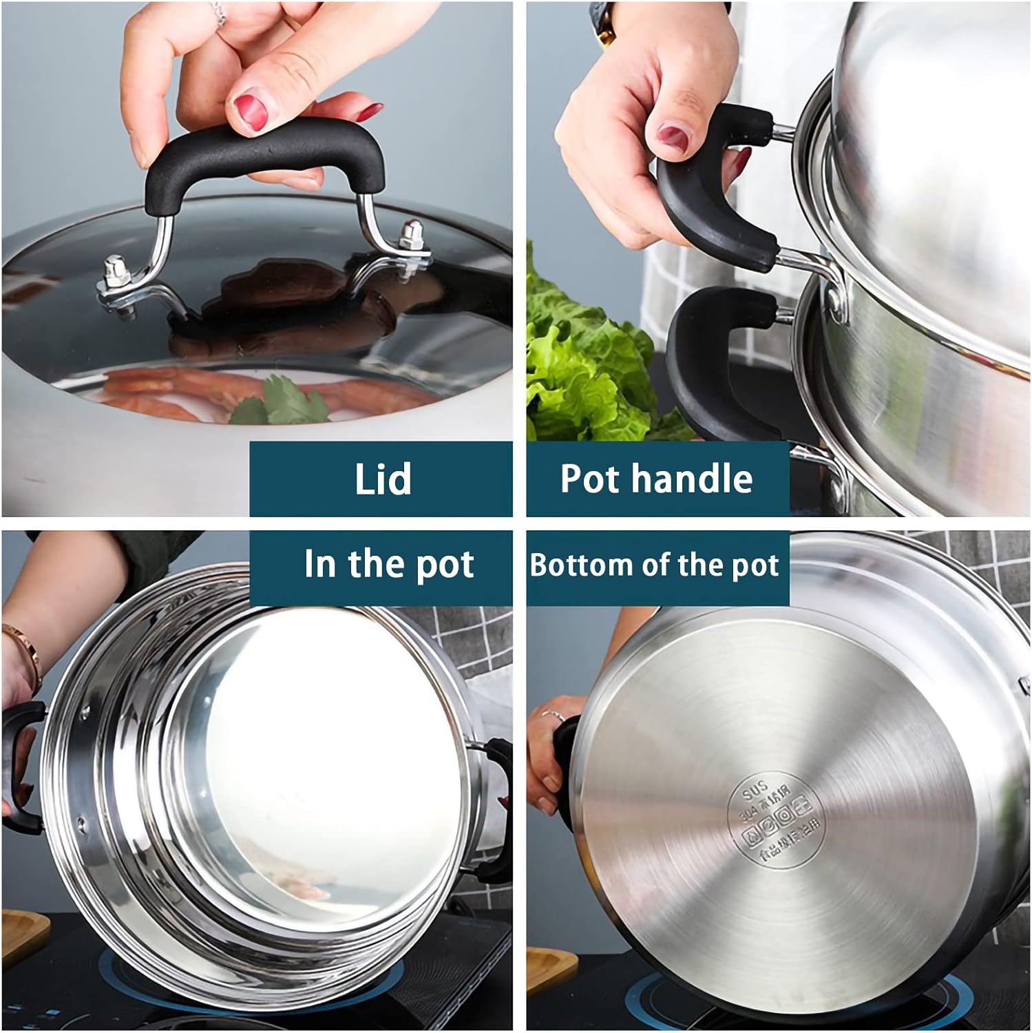 MANO Steamy Pot 2-Layer Stainless Steel with Handle for Quick Meals