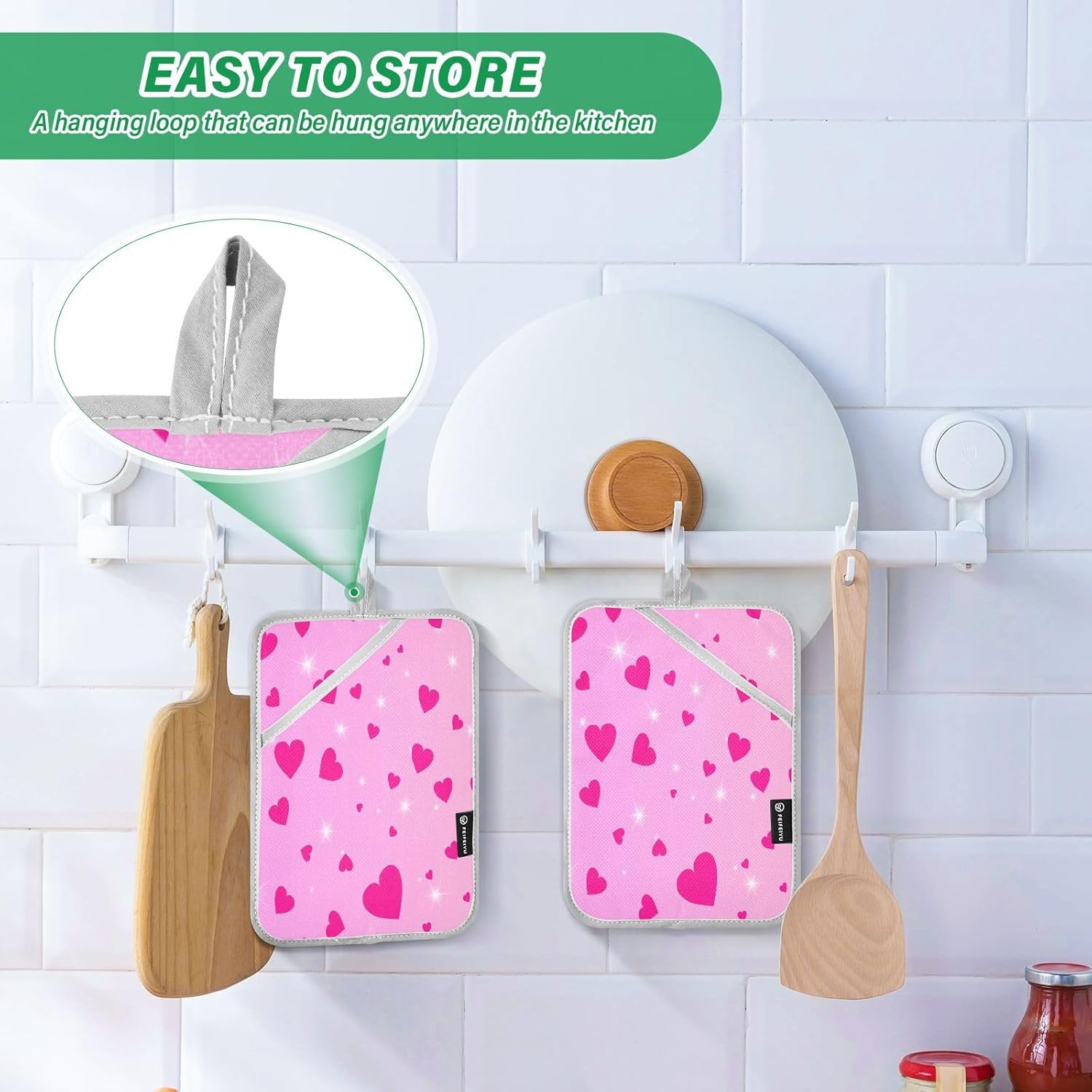Perfect Heat-Resistant Pink Heart Potholders for Kitchen Use