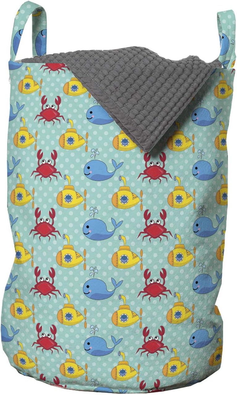 AMMESONNE Yellow Submarine Laundry Bag Deep Sea Adventure