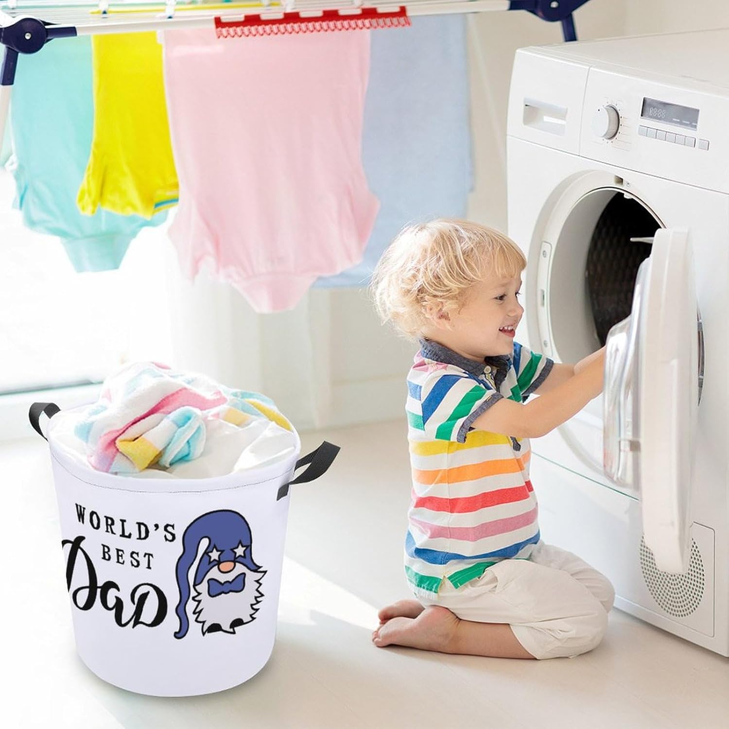 Worlds Best Dad Laundry Hamper with Handles