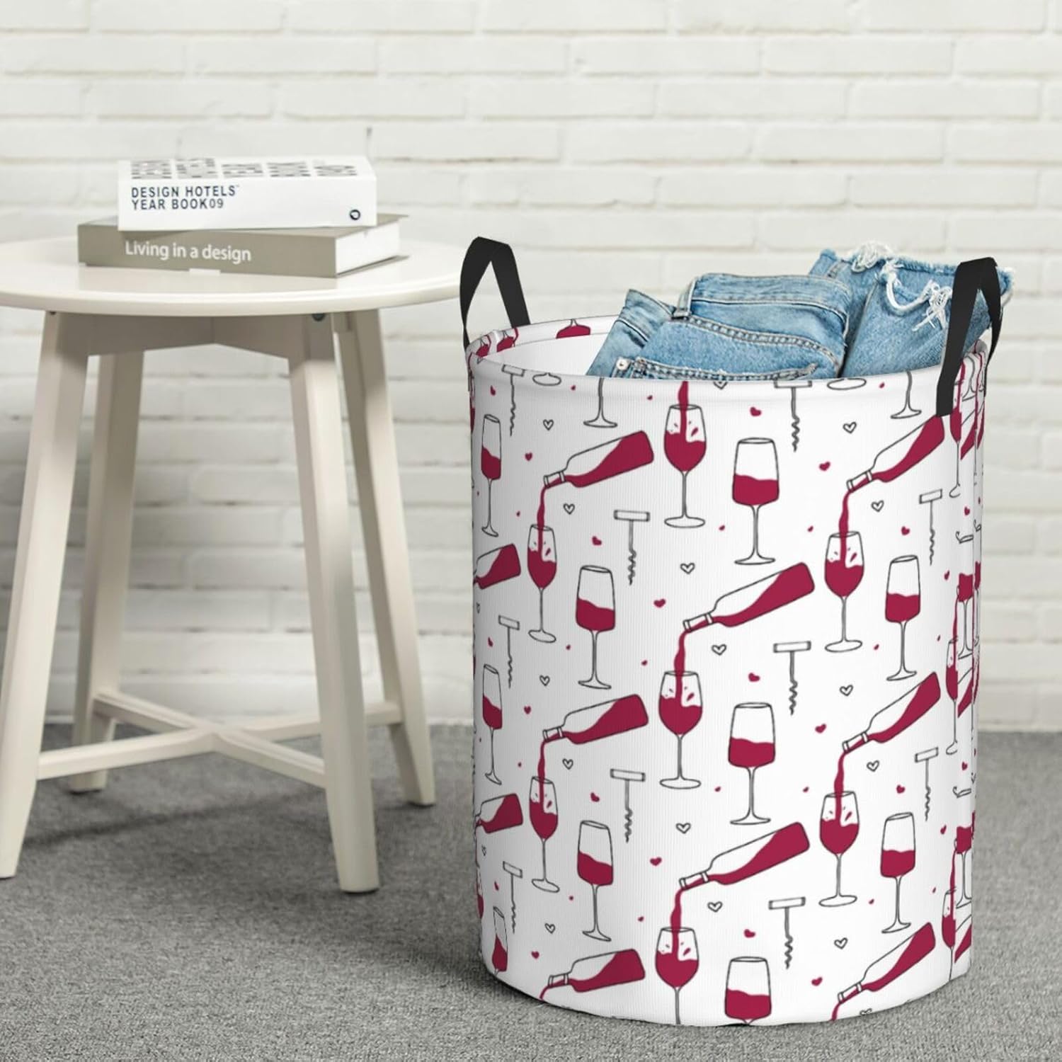 Sturdy White Foldable Laundry Hamper with Handles