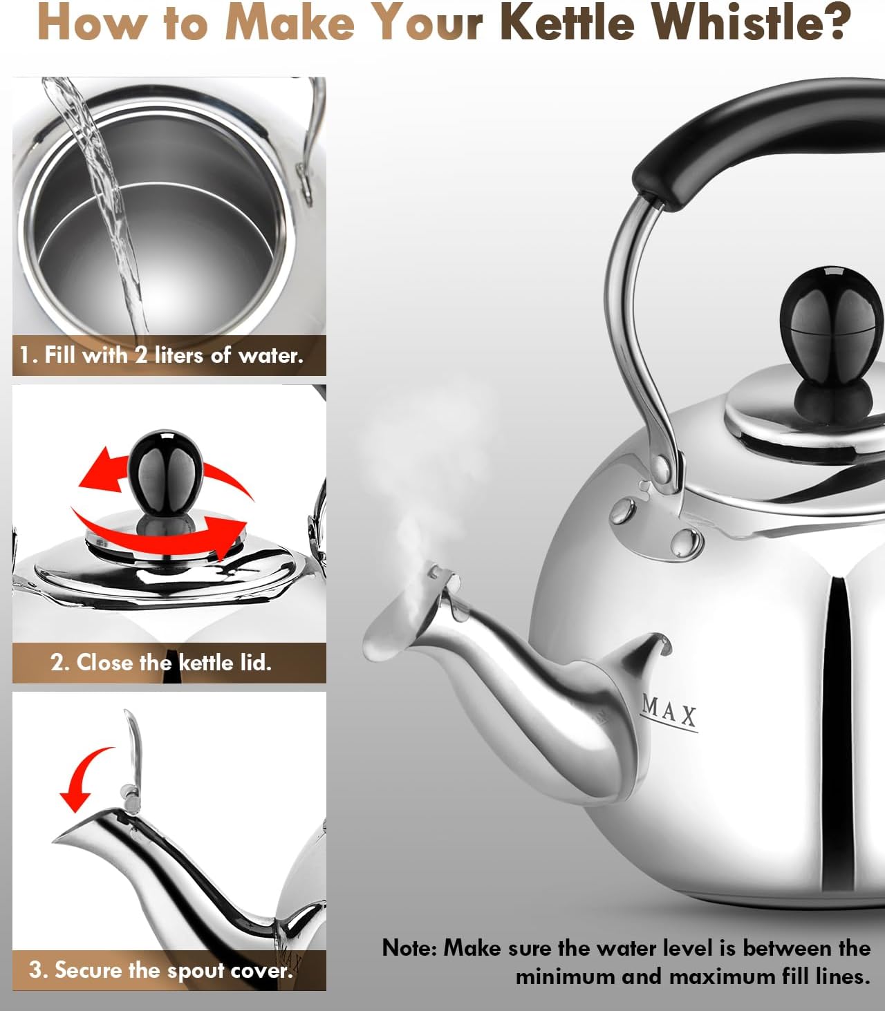 DCLOBTop 23 Quart Round Stovetop Tea Kettle with Silver Mirror Finish