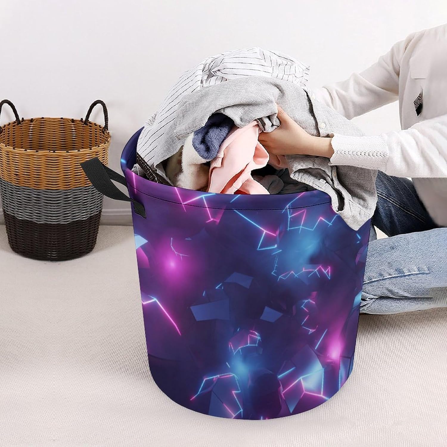 MEIKKO Retro video game laundry hamper with easy carry handles