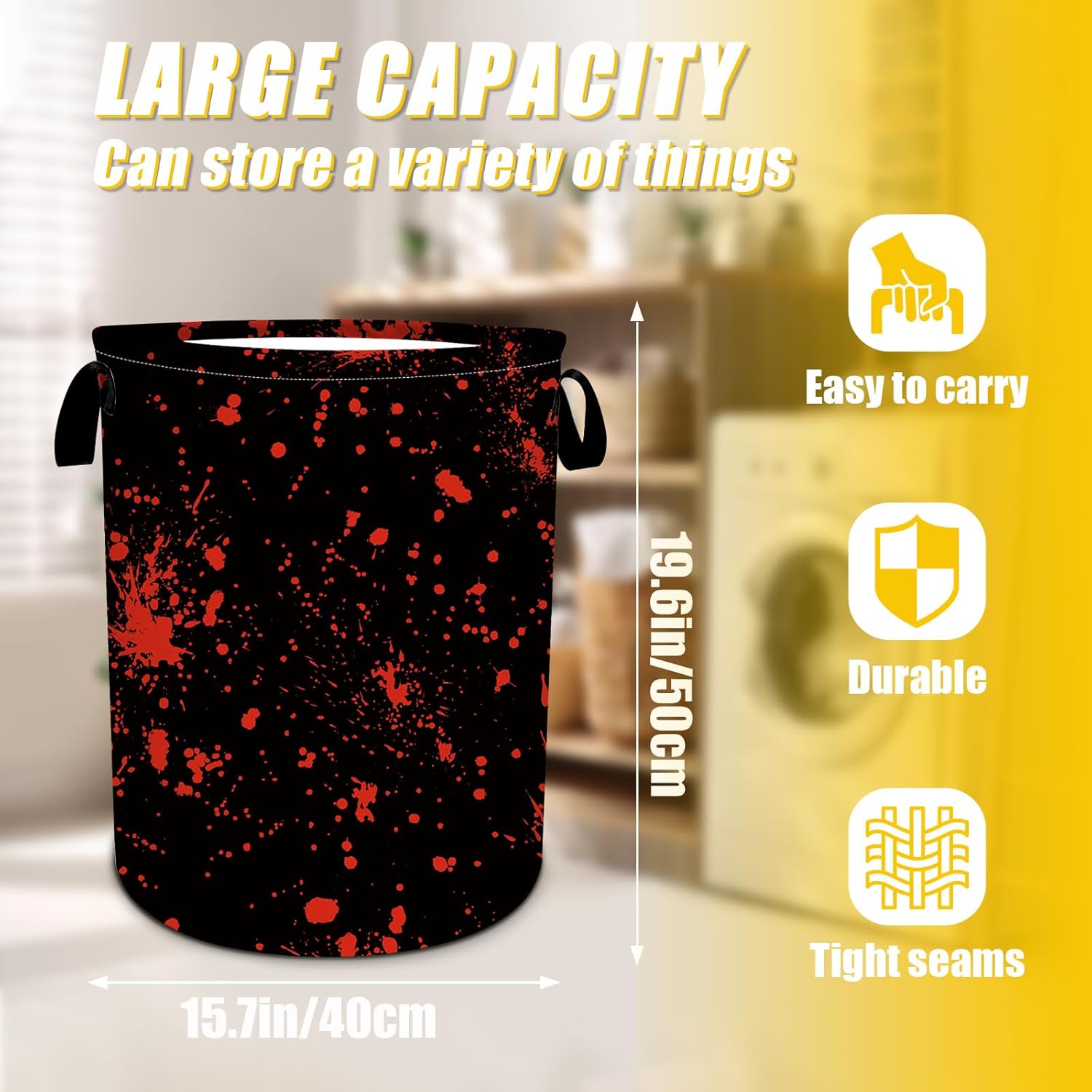 Blood Splattered Fun Practical Kids Laundry Basket Collapseable Durable Storage Hamper