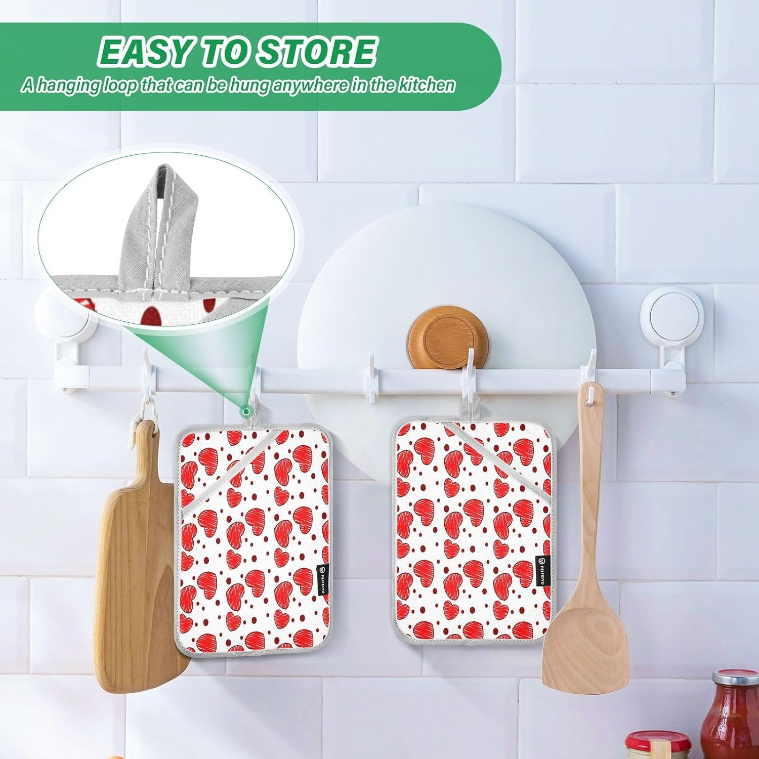 Love Pattern Valentines Pot Holder Set