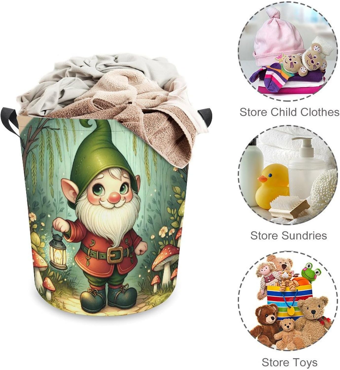 MEIKKO Cute Gnome Laundry Basket Durable Stylish for Clean Storage