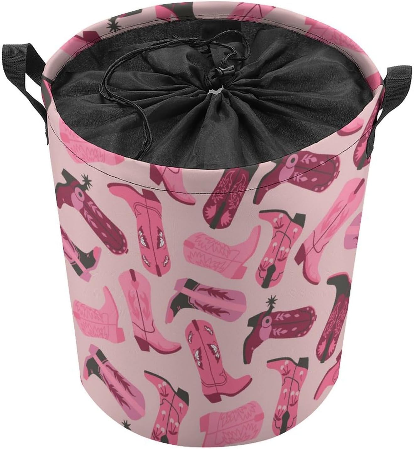 Trendy Pink Laundry Hamper with Drawstring Collapsible Design