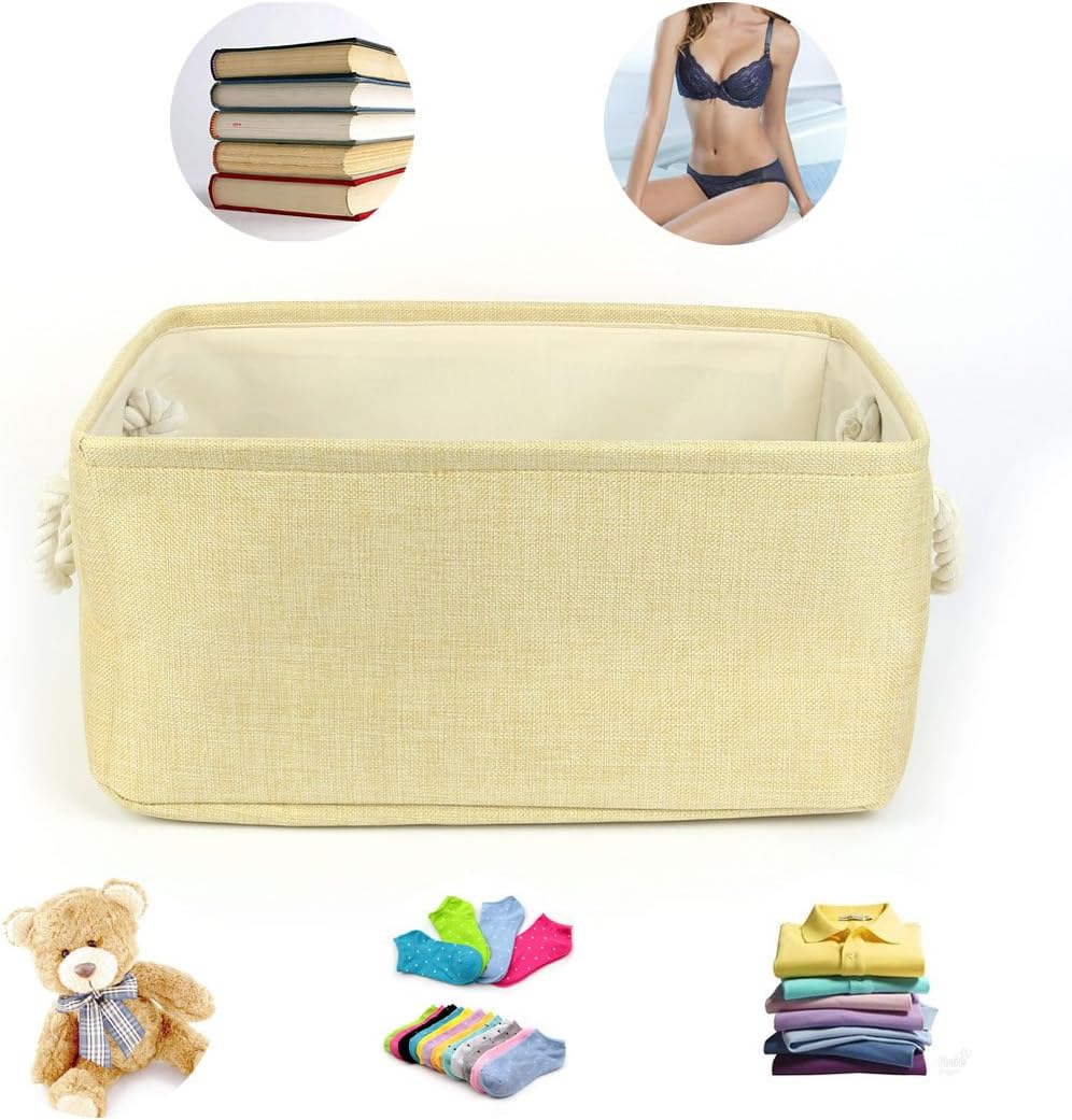 Eco-Friendly Space-Saving Collapsible Fabric Storage Basket Beige