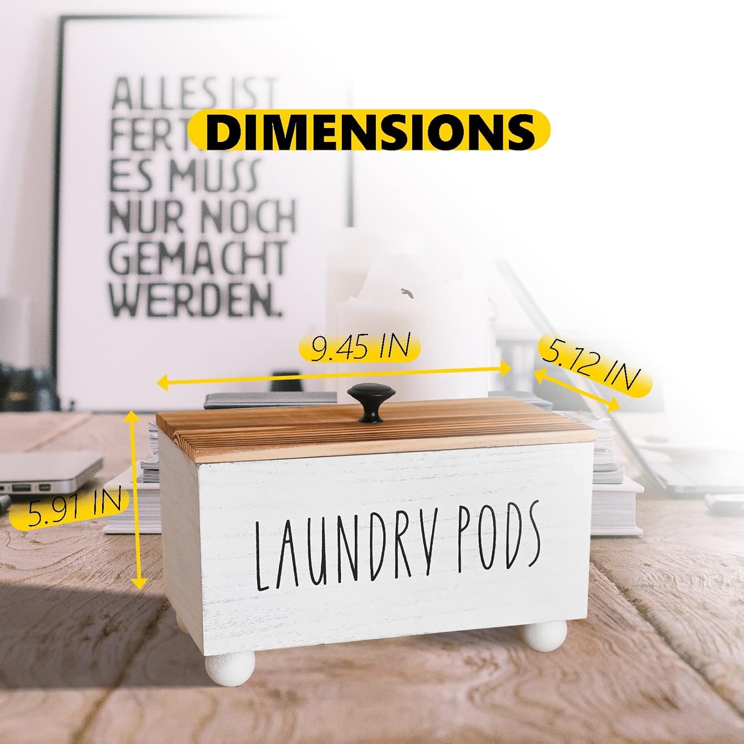Sturdy Wooden Laundromat Storage with Farmhouse Style Lid
