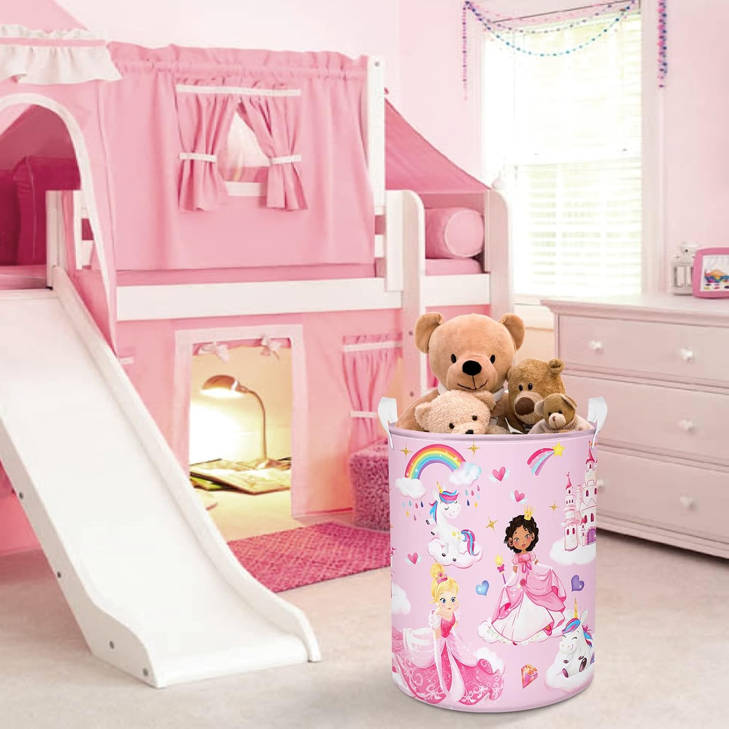 Clastyle Princess Unicorn Pink Girls Storage Basket