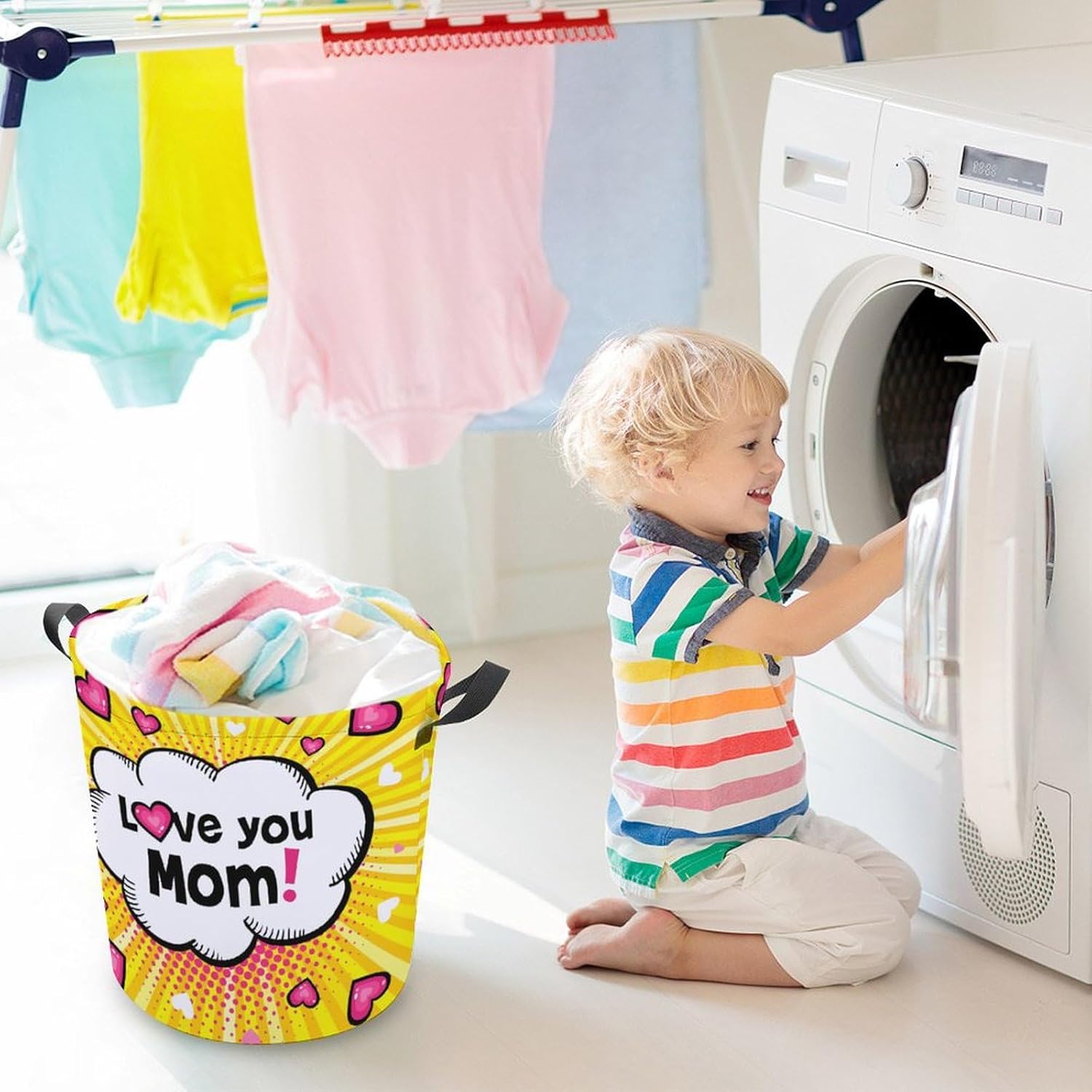 Love You Mom Collapsible Laundry Basket