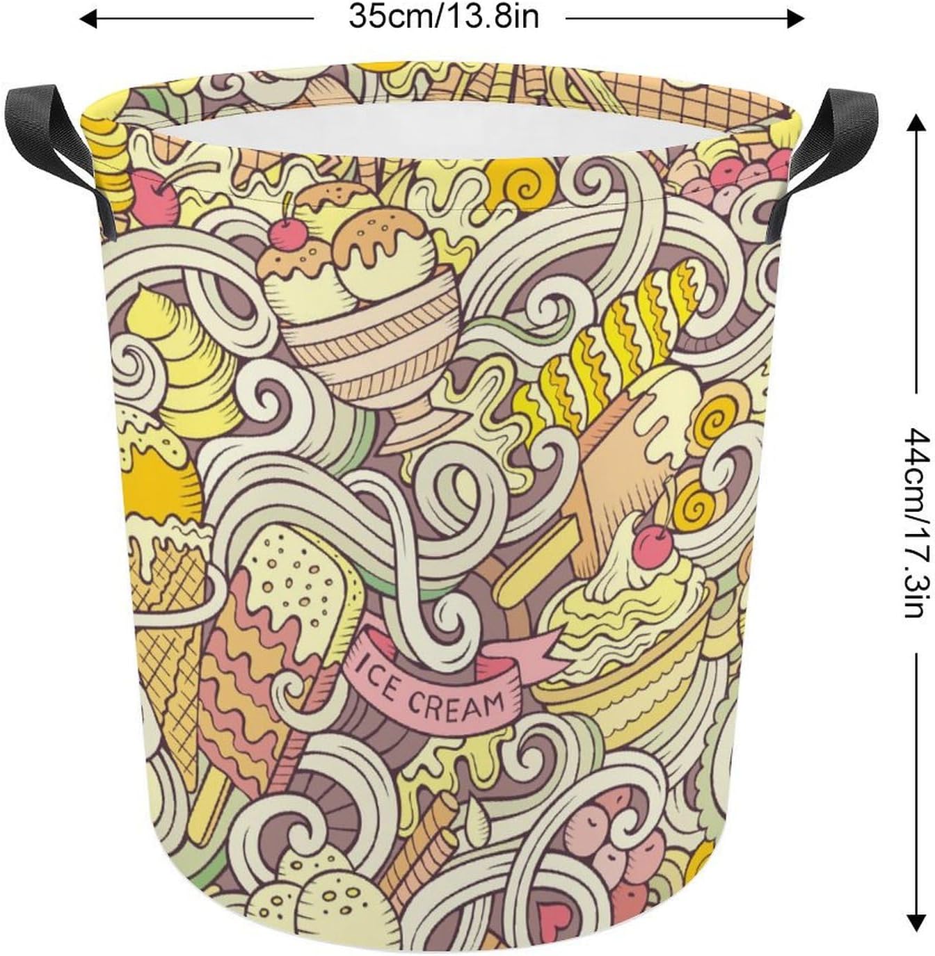 Cartoon Retro Ice Cream Summer Laundry Hamper