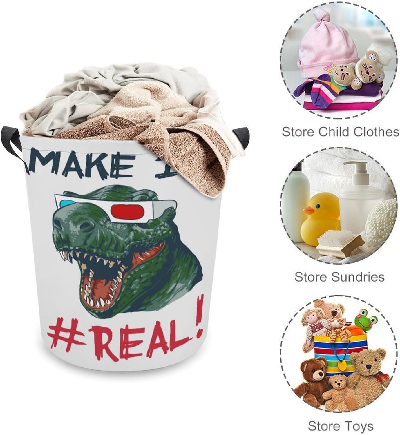MEIKKO Dinosaur Head 3D Glasses Laundry Hamper