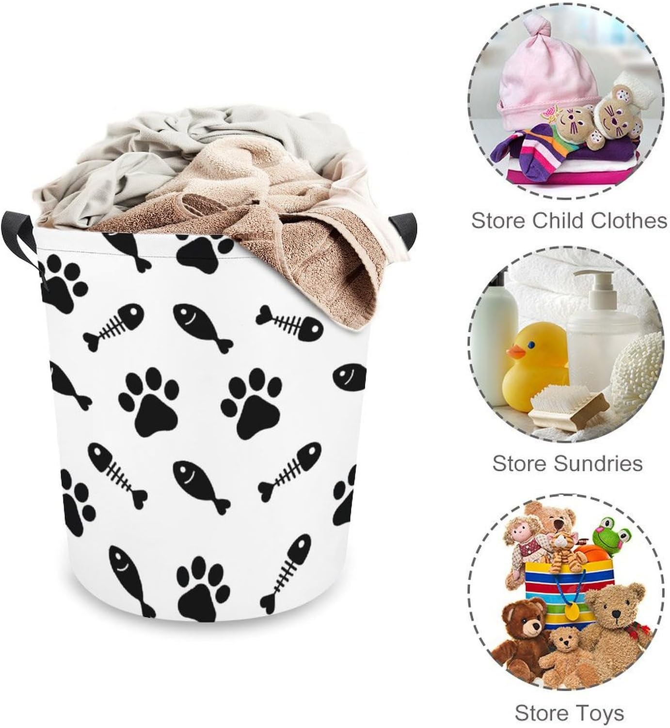 Meet Your Perfect Feline Friend The Cat Paw Fish Bone Laundry Basket