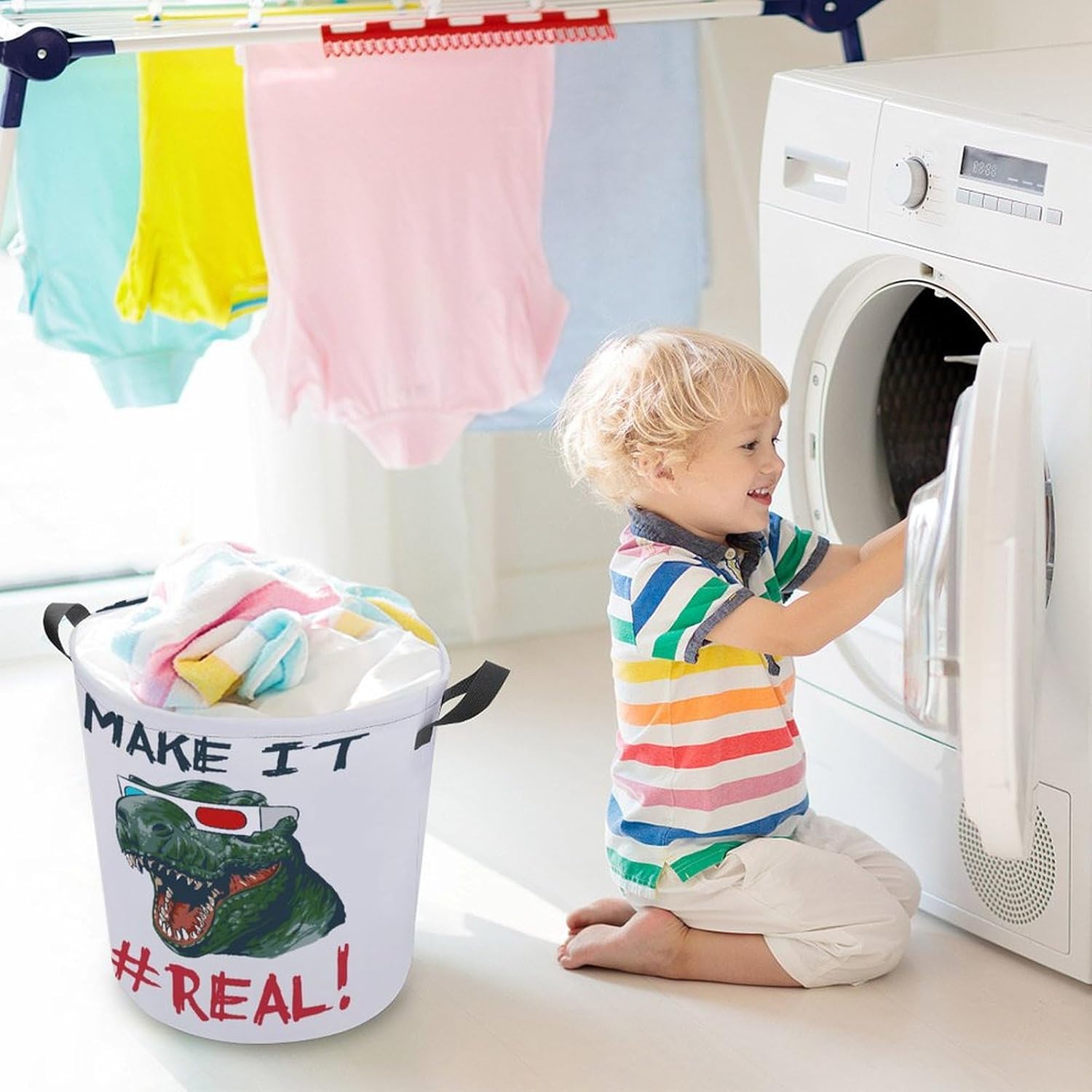 MEIKKO Dinosaur Head 3D Glasses Laundry Hamper