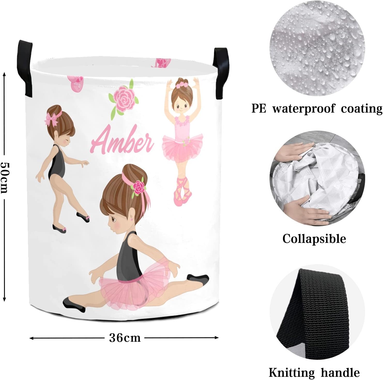Custom Lovely Girl Ballet Storage Basket with Handles