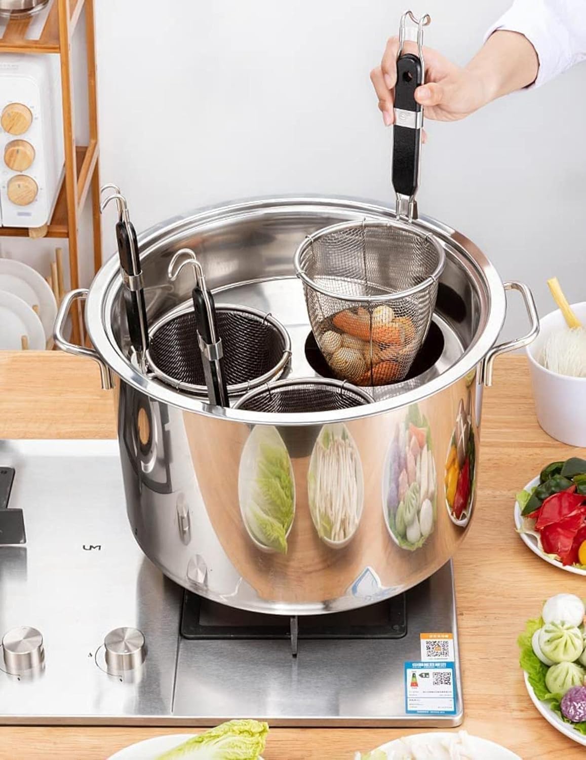 DAOUXIAOSP 5-Hole Pasta Pot Set with Strainer Basket