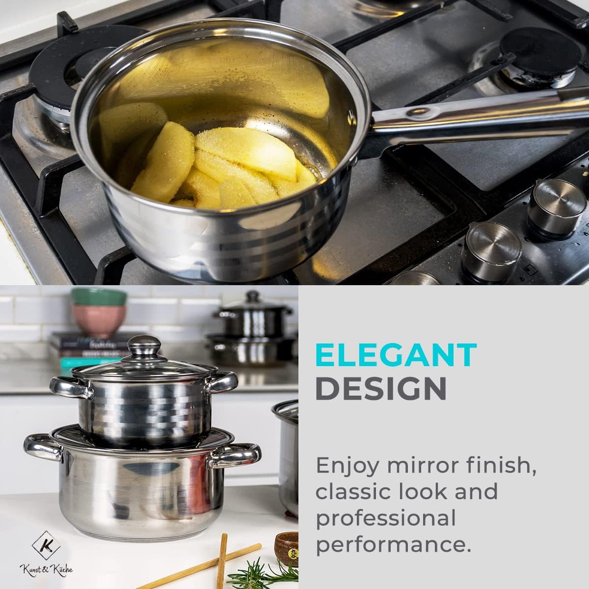 Stainless Steel 12-Piece Cookware Set Ergonomic Design for Professional Use