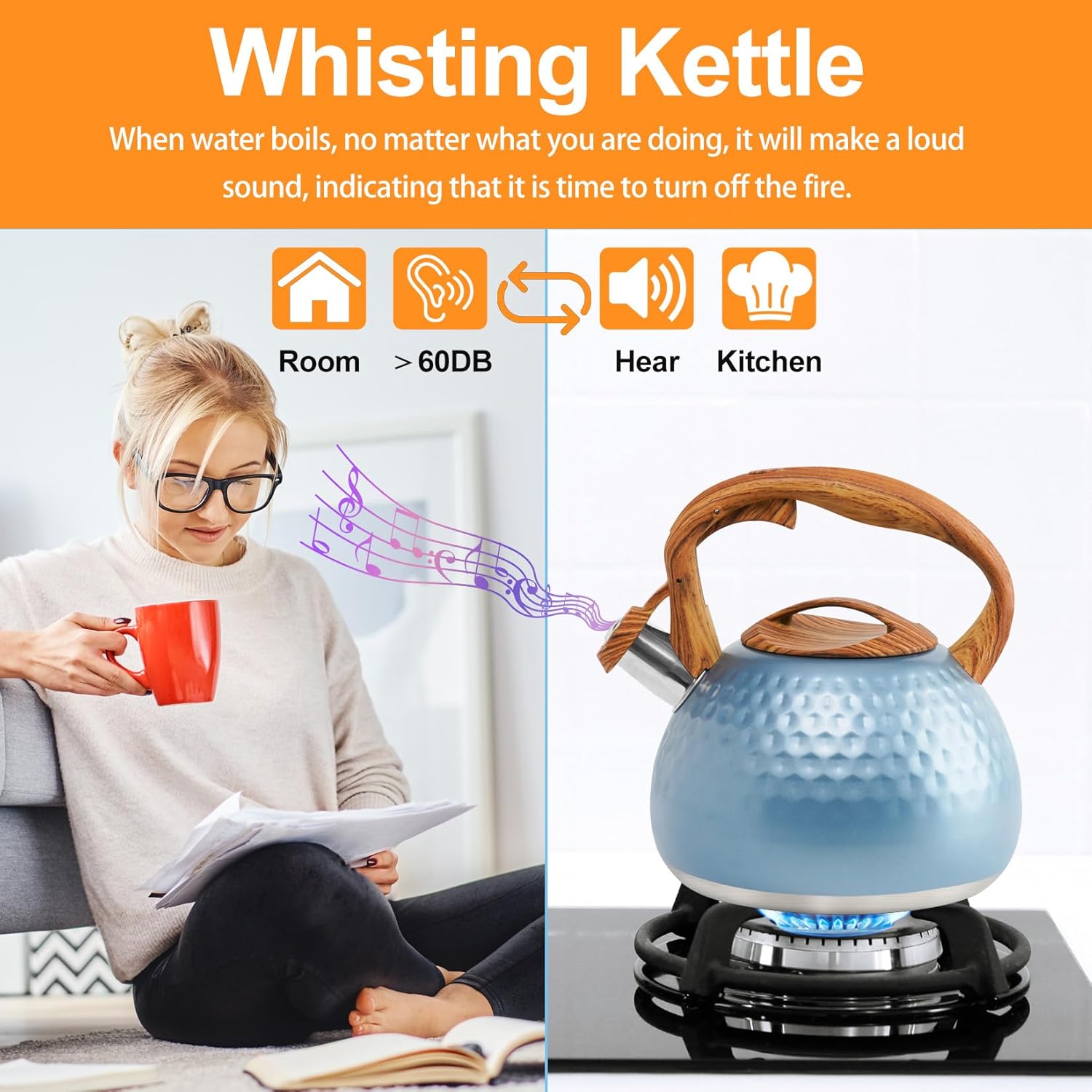Sturdy 3 Qt Stainless Steel Whistling-Kettle