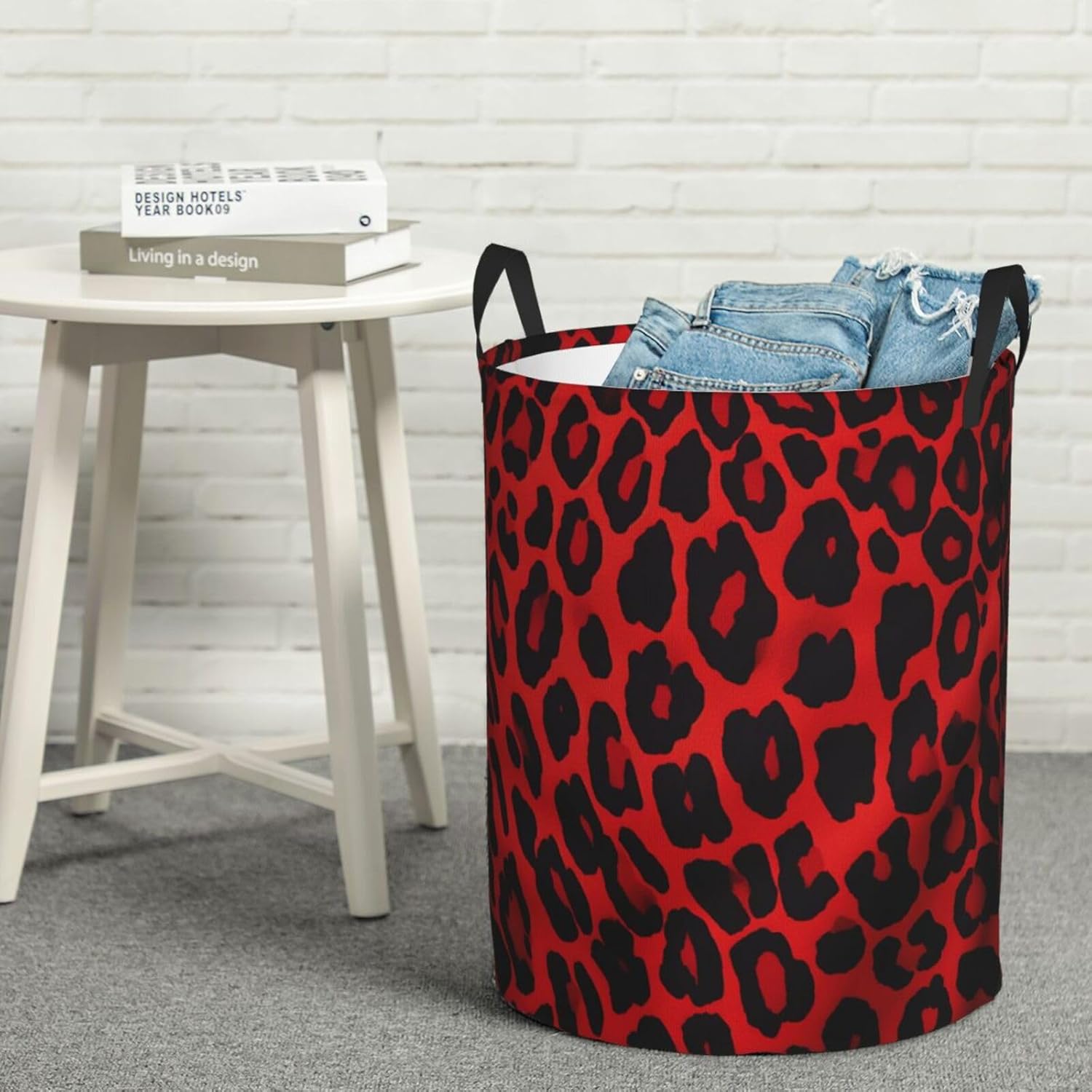 VducK Red Leopard Large Laundry Basket